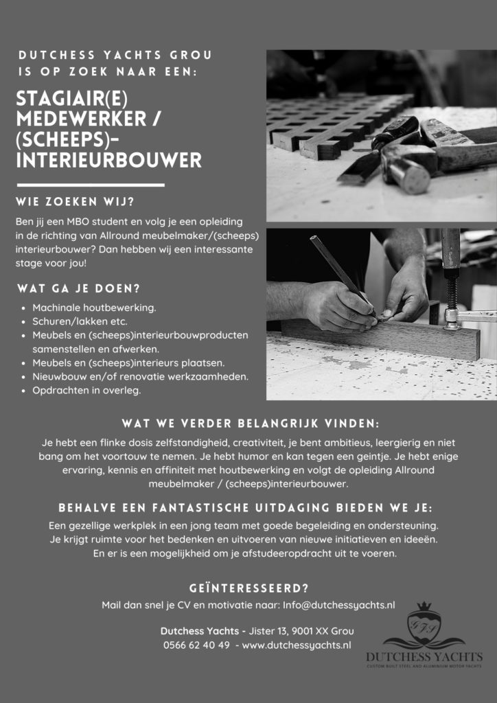 Vacature-Stagiaire-HW-Yachtcharter-Allround-medewerker-scheeps-interieur-bouwer