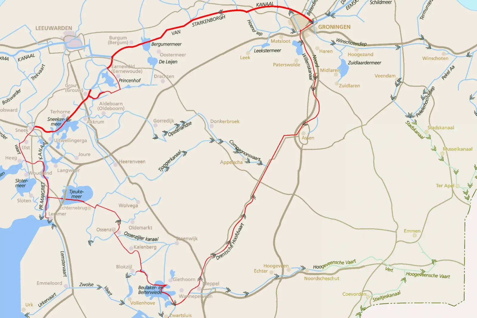 4 Provinciën Route routekaart