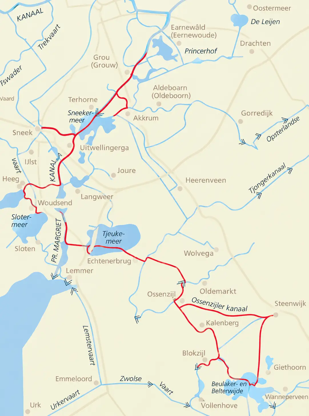 Zuid Oost Route routekaart