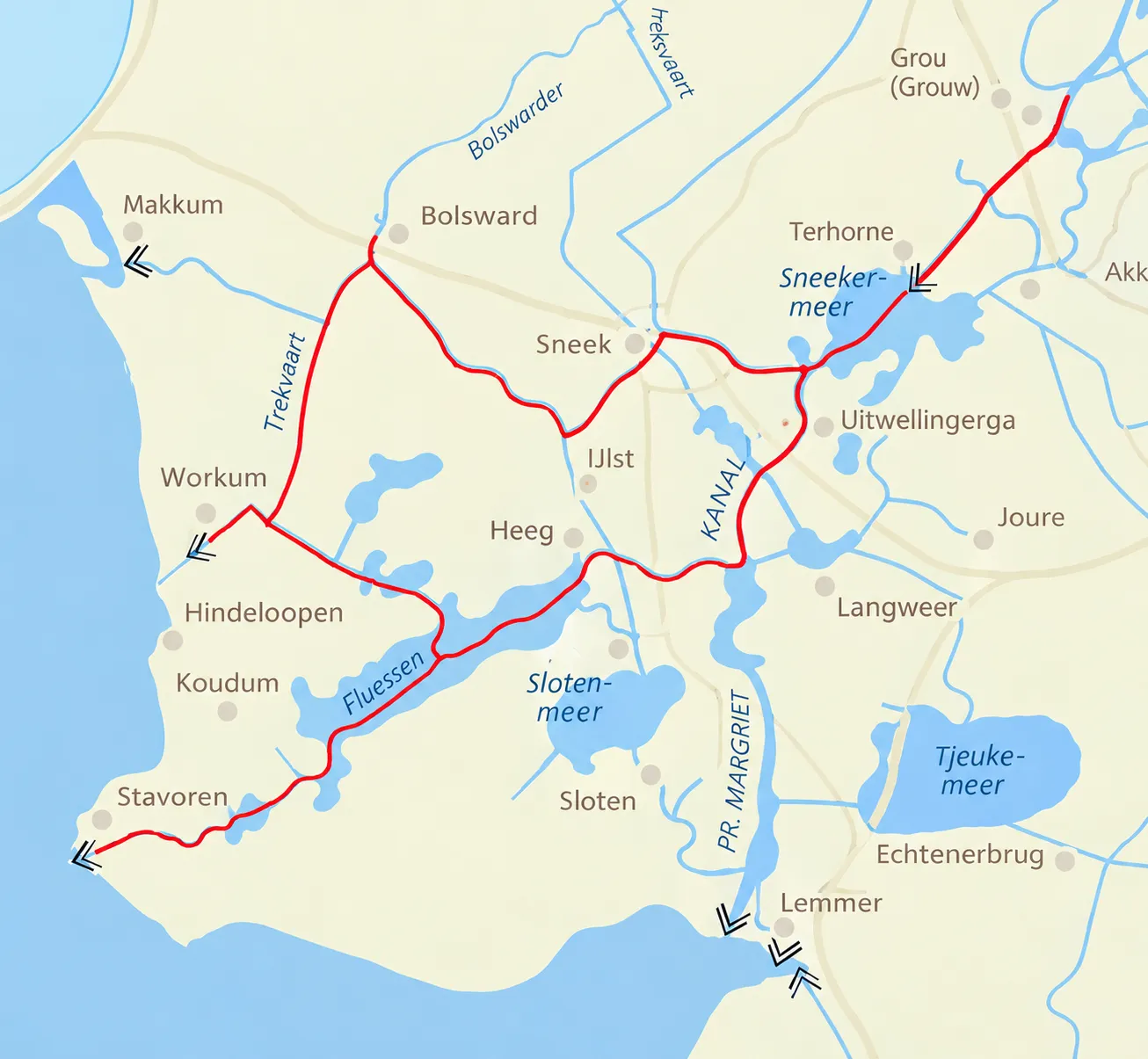 Zuid West Route routekaart