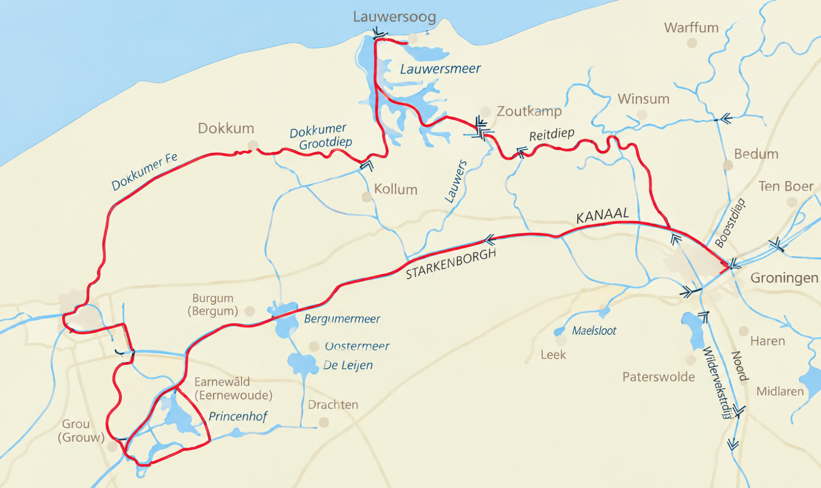 Noord Route routekaart